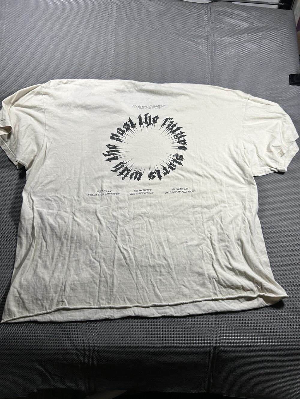 NOVA MEN Cream Past Is The Future XXXL Crew Neck Short Sleeve Mens T-Shirt Biker